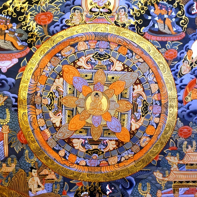 チベット タンカ 曼荼羅 No5 19世紀 オリジナル保証-
